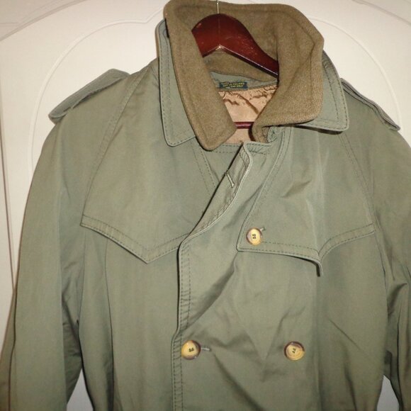 Double-Breasted Topcoat Made in Poland R40 Army Green Removable Zip Wool Lining - Picture 5 of 16